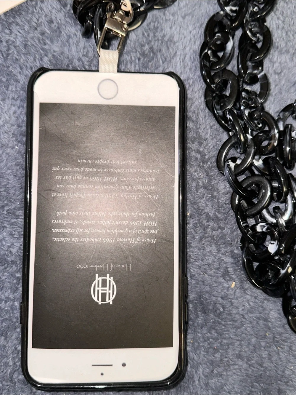 Cell Phone Crossbody Chain. Black Glitter Liquid Case